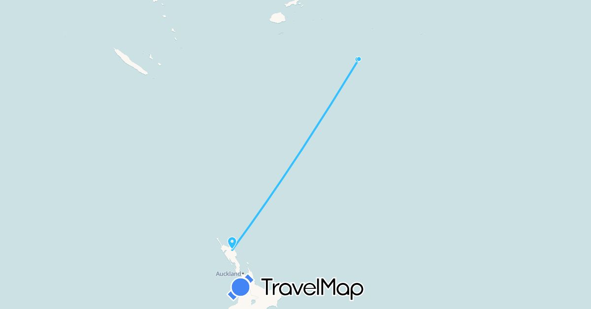 TravelMap itinerary: driving, boat in New Zealand, Tonga (Oceania)